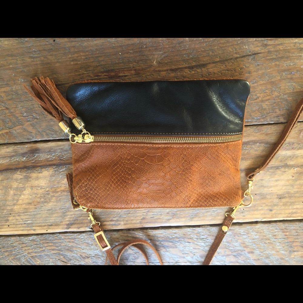 Black and brown leather bag/clutch